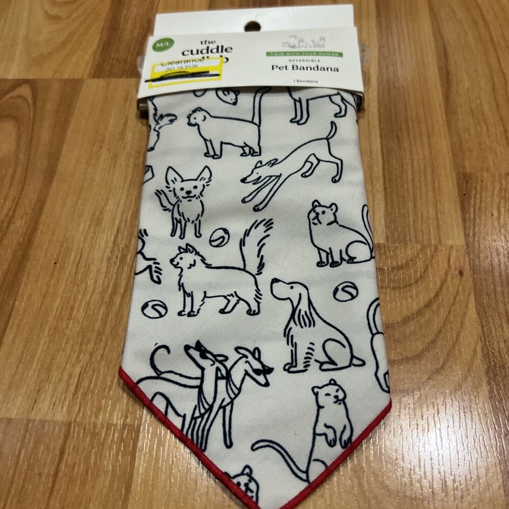 Target The Cuddle Collab Reversible pet bandana Sz M/L Drawn Dogs Cats Stripe